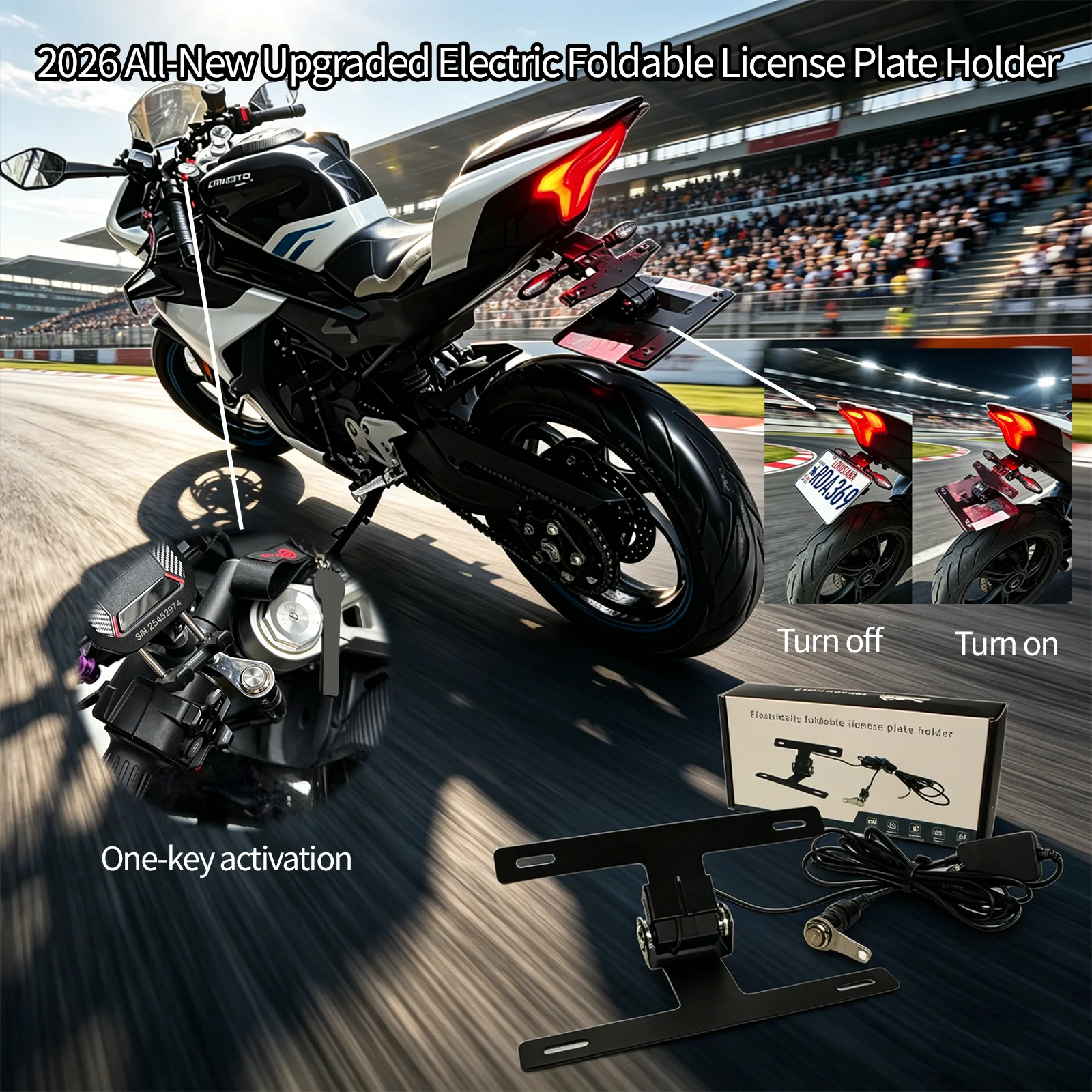 BMW CFMOTO 등 다양한 모델용 조절식 번호판 버튼 스위치와 간편하고 사용하기 쉬운 번호판 고정 프레임