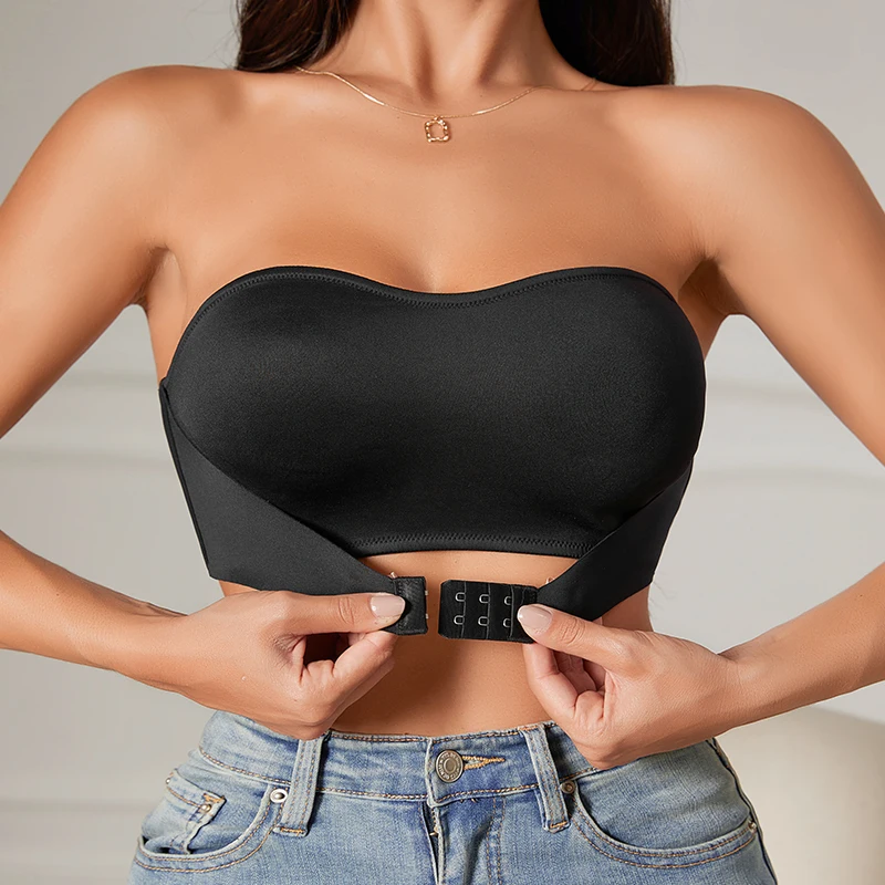1Pc/2Pcs/Pack Hot Sale New Design Effective Slip-proof Side One Piece Bralette Padded Ice Silk Seamless Strapless Bra For Women 1