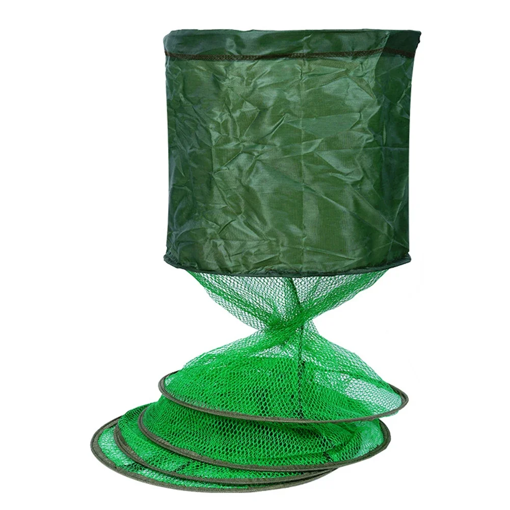 Fishing Net Fish Basket Live Fish Trap Net Folding Waterproof Gluing Coating SUS Ring Cage Fishing Accessories