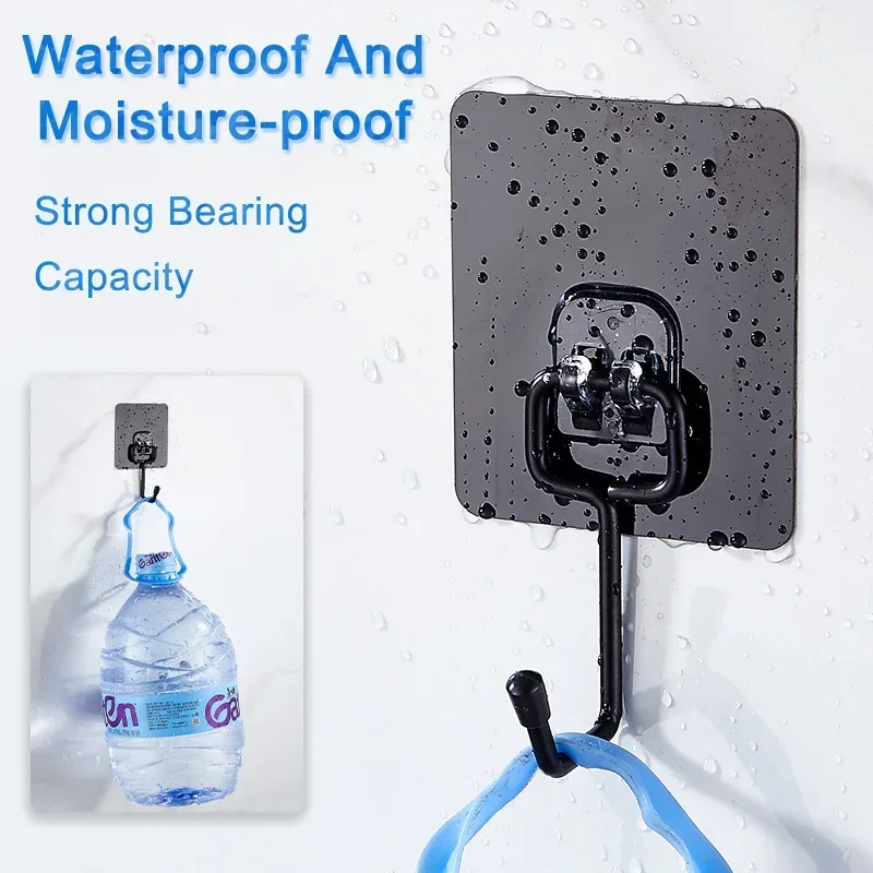 Self Adhesive Hooks Rotating Waterproof Seamless Strong Sticker Holder Wall Door Storage Hanging Hook Kitchen Bathroom Organizer