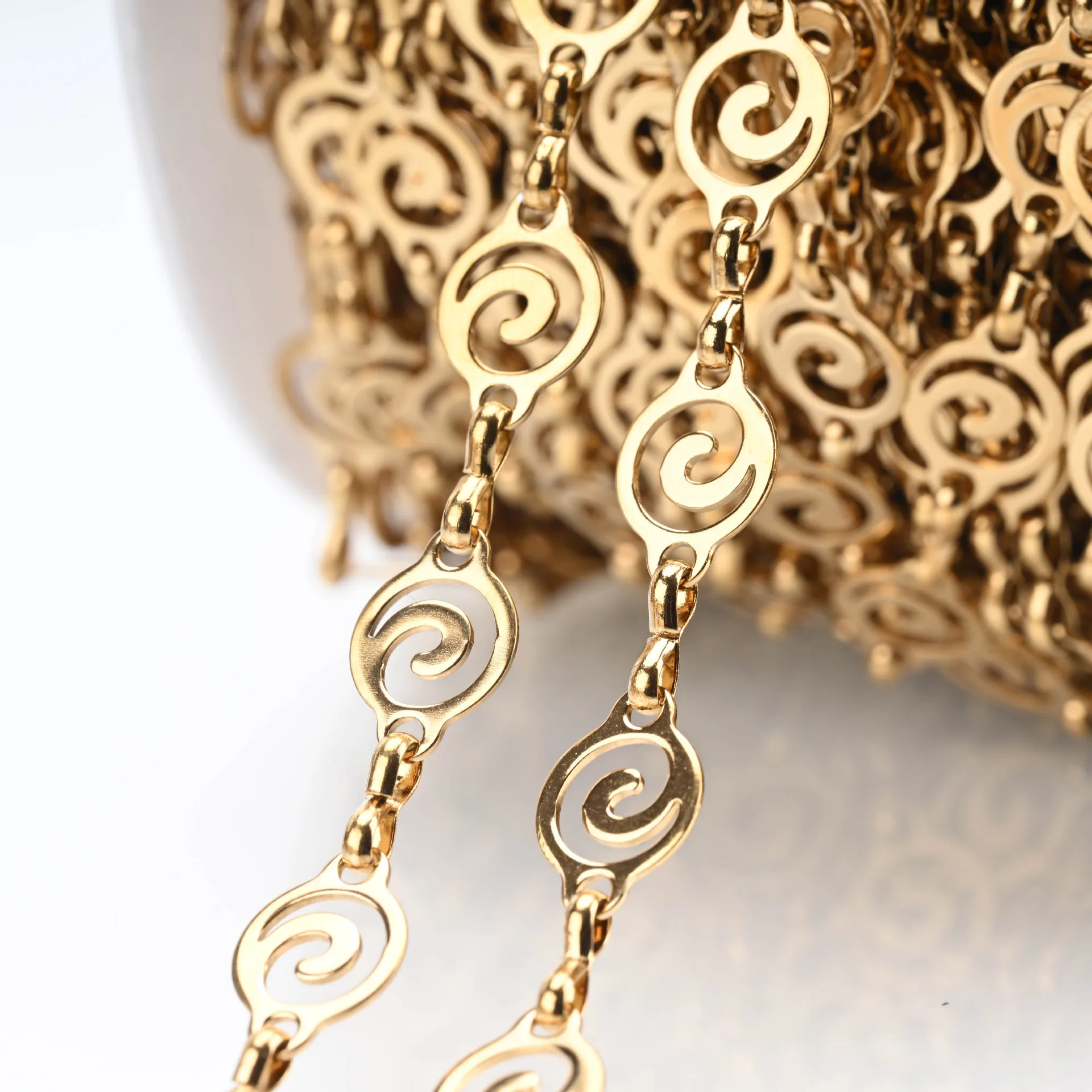 Stainless Steel Spiral Link Chain for Jewelry Making - 1 Meter