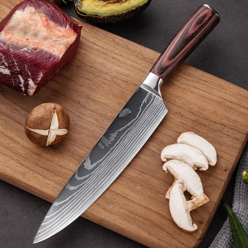Kitchen Knife Japanese Santoku Slicing Utility Bread Knife Stainless Steel Meat Cleaver Butcher Slaughtering Chef Knife BBQ