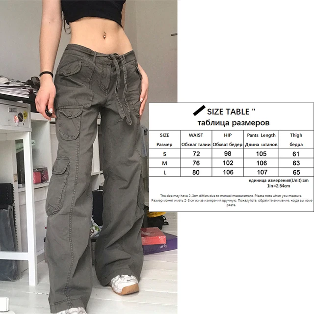 Casual Baggy Jeans Women Loose Low Waist Retro Overalls Hip Hop Streetwear Straight Denim Pants Wide Leg Y2K Cargo Pants 0020002-Grey