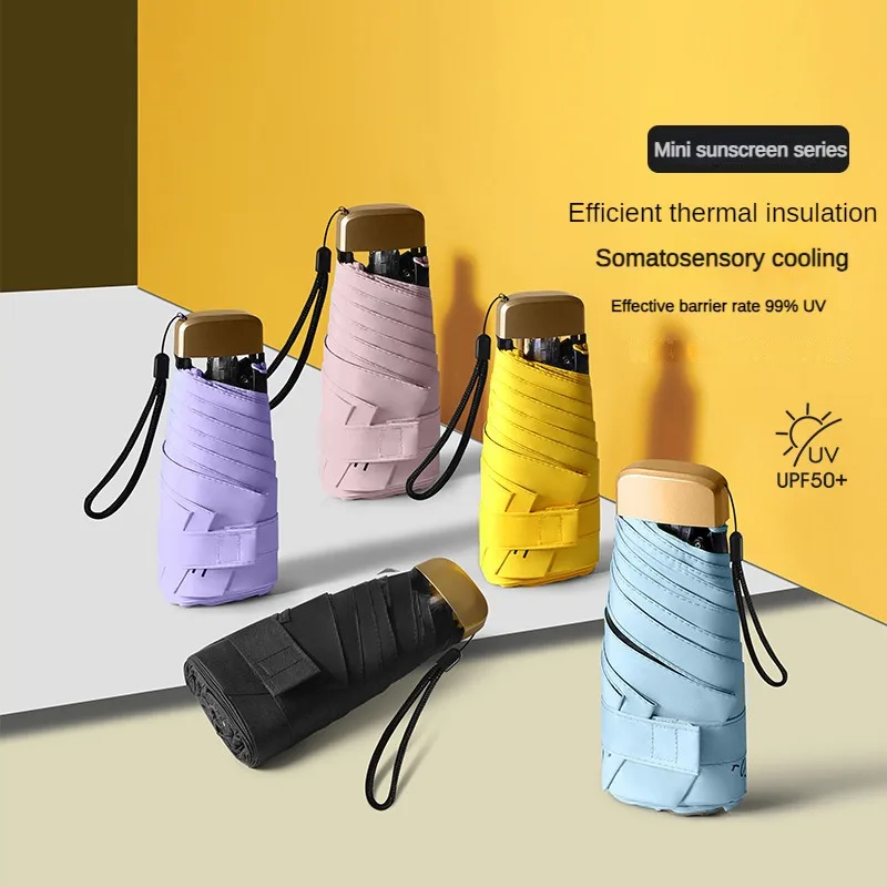 Sun umbrella Sunscreen flat five fold pocket ultra light mini portable sun umbrella rain
