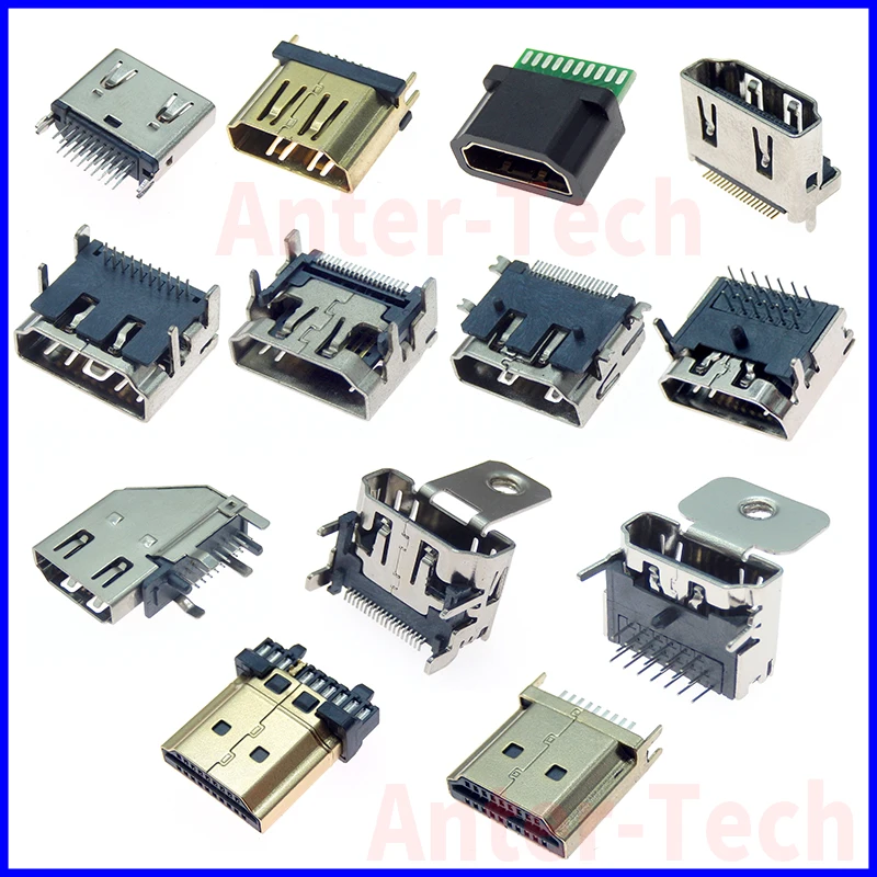 

5PCS HDMI male jack/plug connector 19PIN 19P 180 degree hd female jack Plug female socket USB HD connector smt smd 90 degree PCB