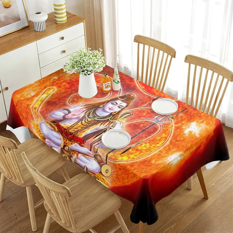 

Hindu Shiva Tablecloth, India Festival Decoration Party Supply Decor Kitchen Dining Room Kitchen and Parties Indoor Table Cloth