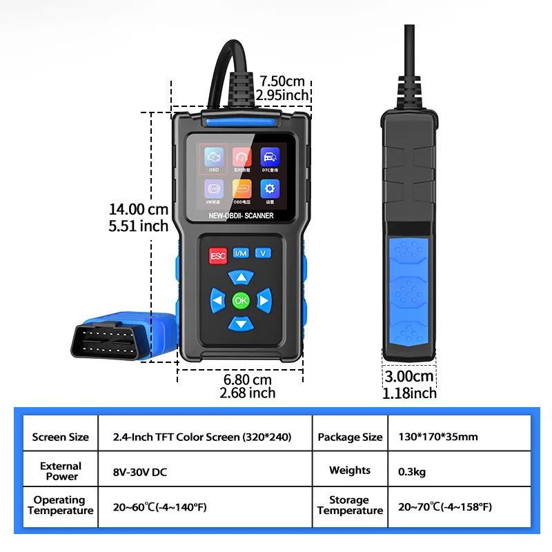 TopDiag T200 Car OBD2 Scanner Diagnostic Tool Engine Code Reader Car Voltage Tester Automotive Vehicle Fault Code Scanner OBDII 6