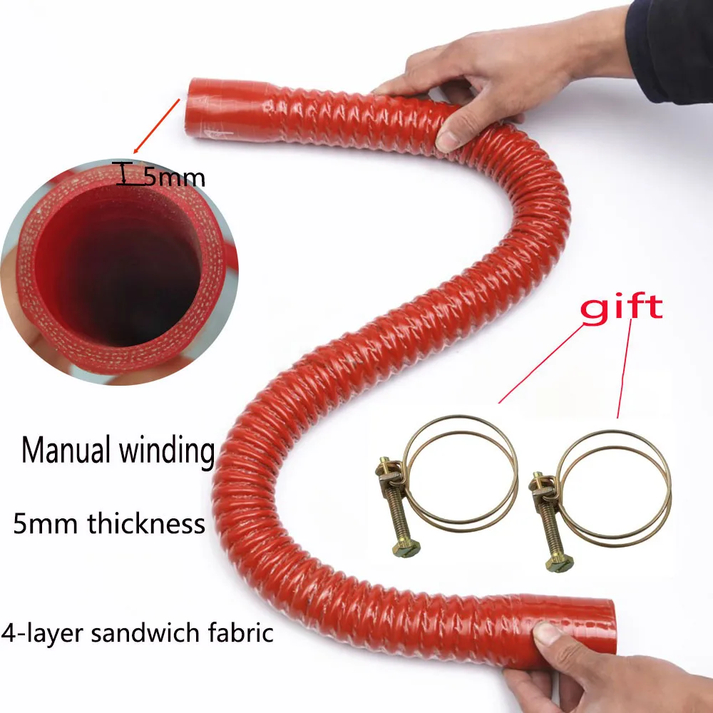 Steel wire tube, silicone hose, intercooler connection hose, car water tank connection length 300-1000mm, red p