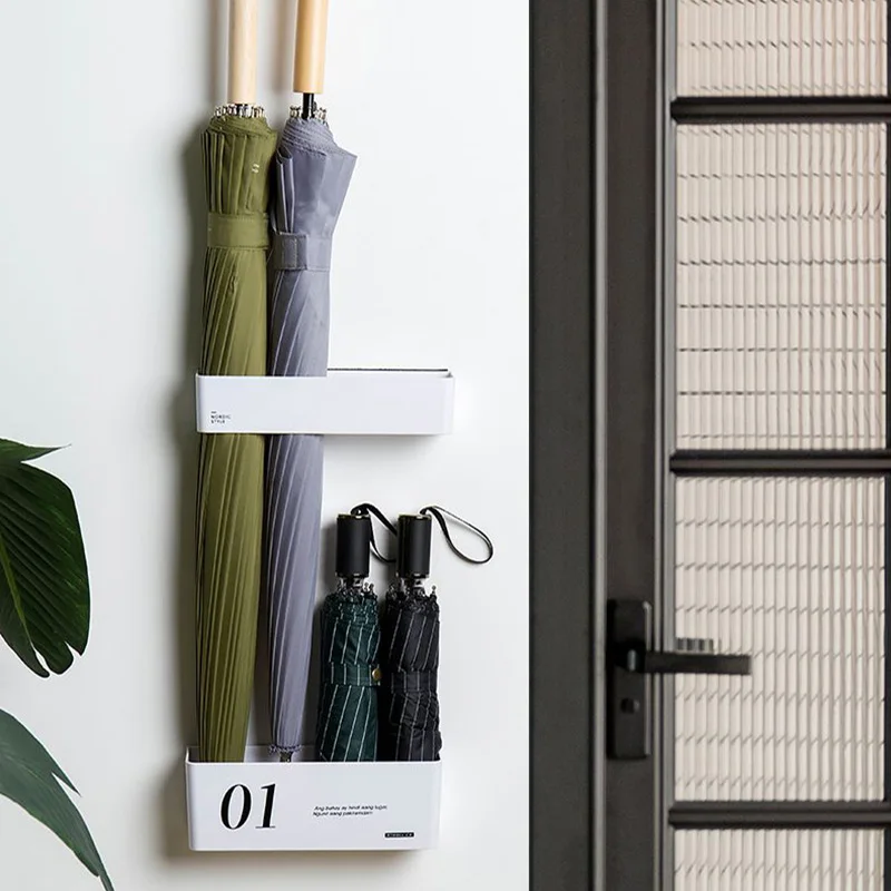 

Decorative Rack Umbrella Stand Tray Outside Parasol White Umbrella Holder House Entrance Plastic Paraguero Organizer OA50US