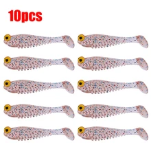  10PCS/Bag Fishing Soft Bait 8cm Wobbler Artificial Bait Shrimp Odor with Salt Rubber Bass Fishing Lure Crankbait Swimbait Lures 
