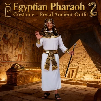 2025 Adult Ancient Egyptian Pharaoh Costume for Men Egyptian King Robe Pharaoh Role Play Outfit