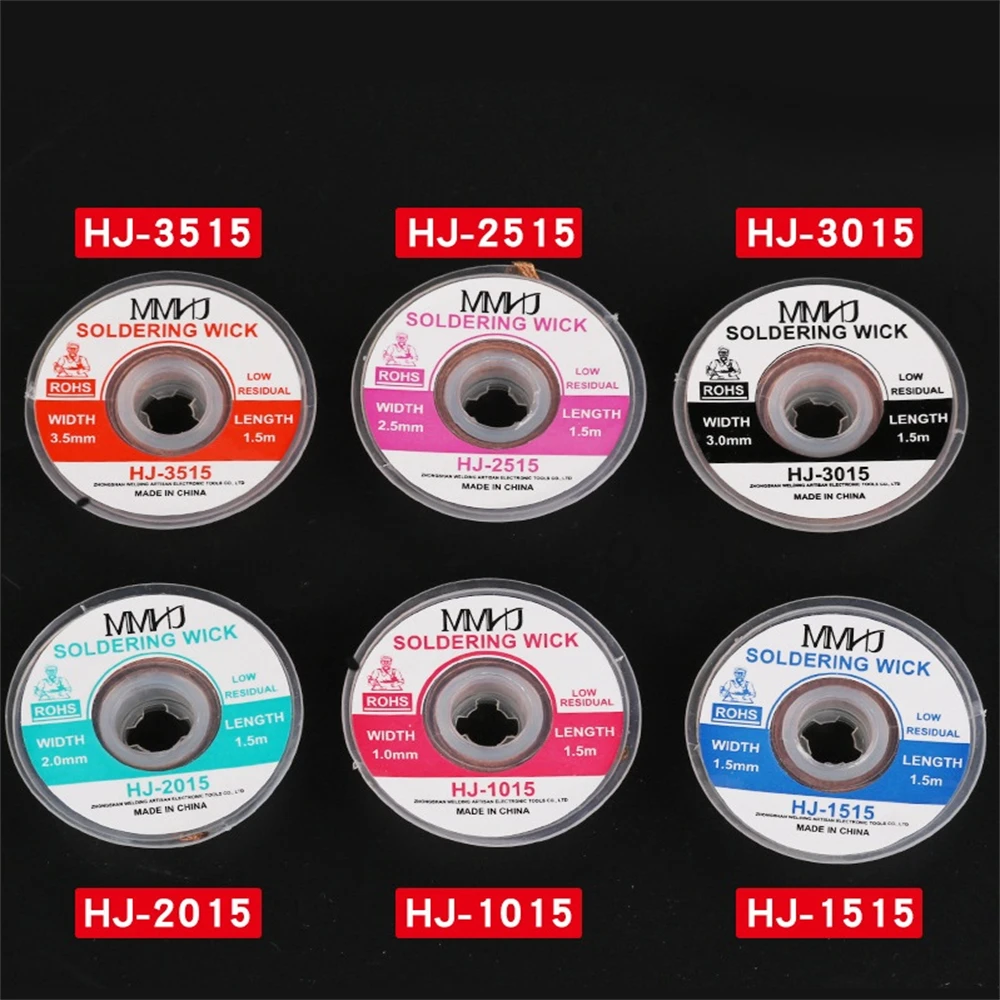 1mm-2.5mm-3.5mm 1.5M Desoldering Braid Solder Remover Wick Wire Welding Tin Sucker Cable Lead Cord Flux Repair Tool