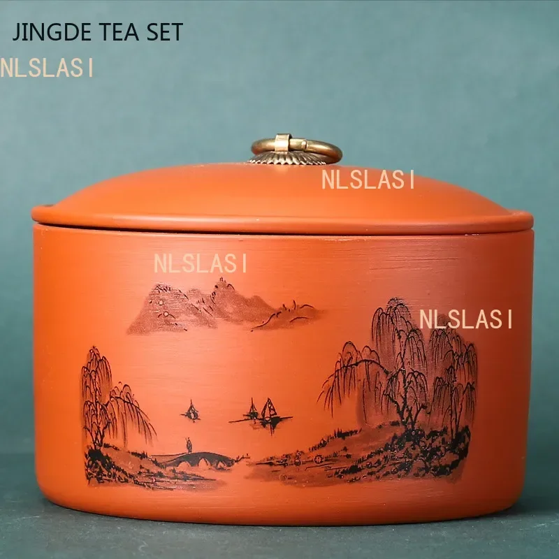Tea Canister Antique Purple Clay Tea Caddy Nut Coffee Moisture-proof Jars Spice Airtight Container tea tin box,tea canister