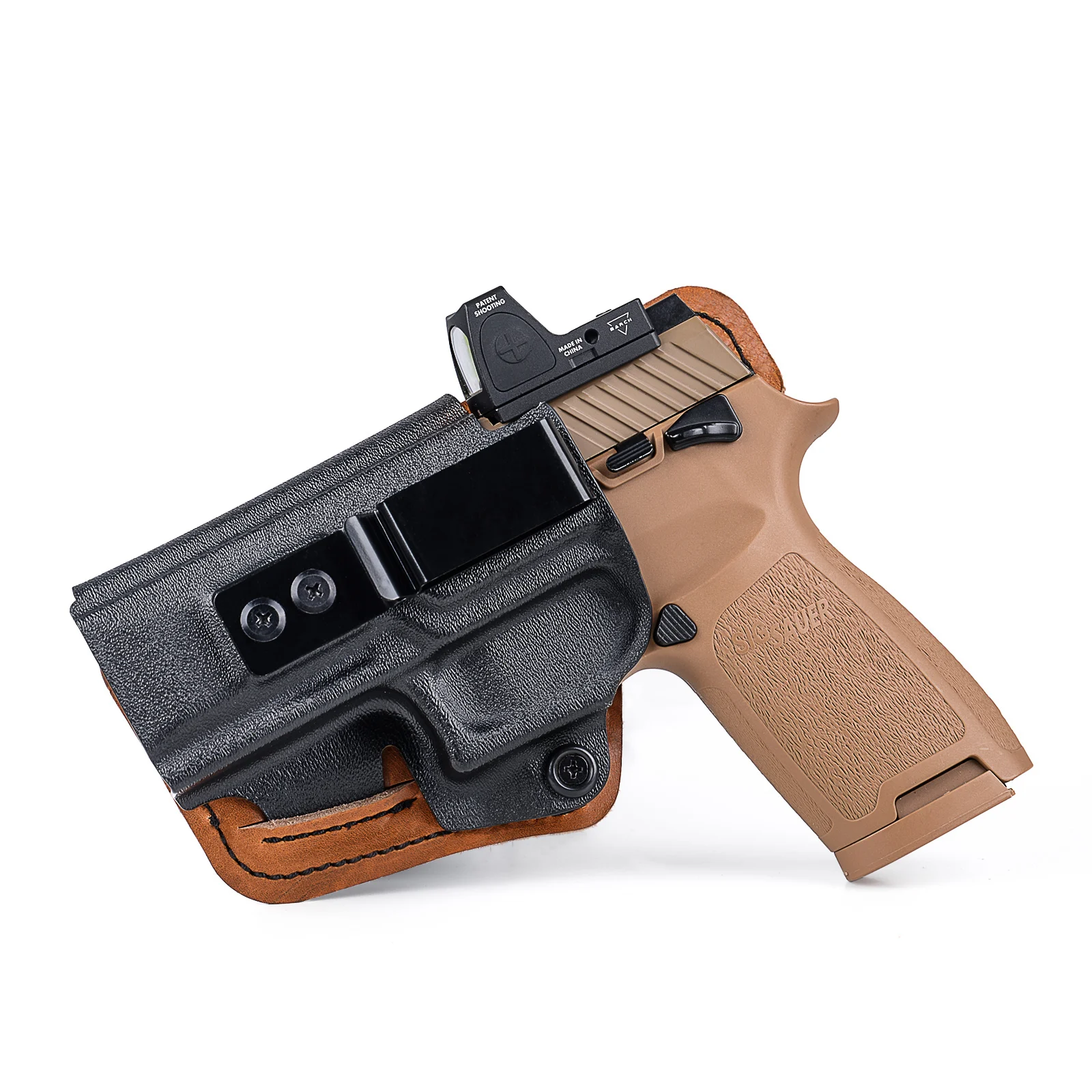 P320 Holster with Comfort Foam Pad, IWB Kydex Leather Hybrid Holster for Sig Sauer P320 Compact M18 P320 X Carry Concealed Carry 2