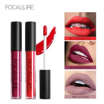 FOCALLURE 여성용 방수 매트 리퀴드 립스틱 립 틴트, 오래 지속되는 누드 립글로스 뷰티 립 메이크업 화장품, 43 가지 색상