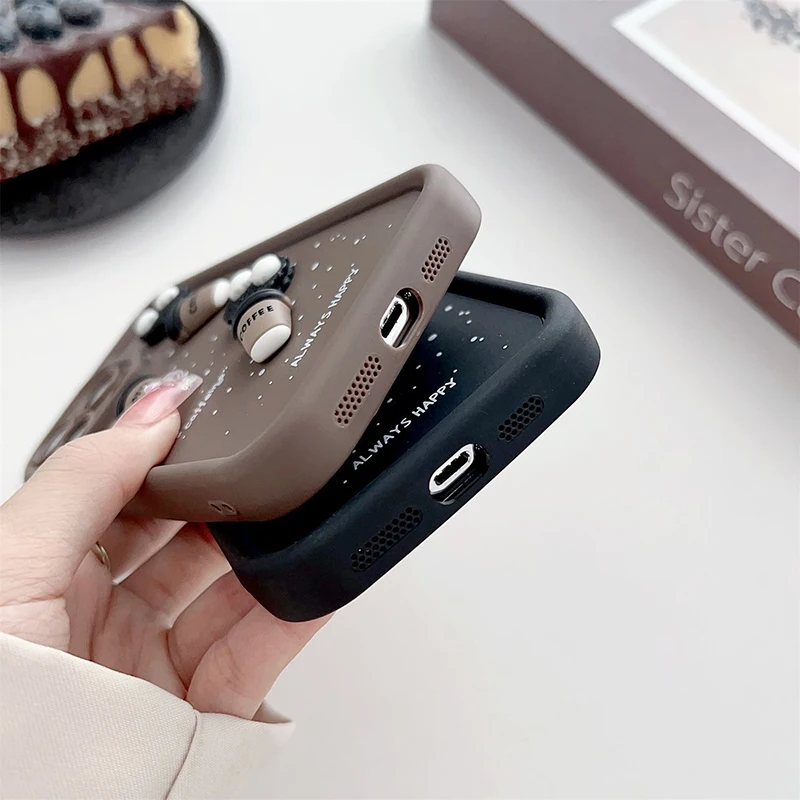 3D Cartoon Coffee Multistep TPU Soft Phone Case