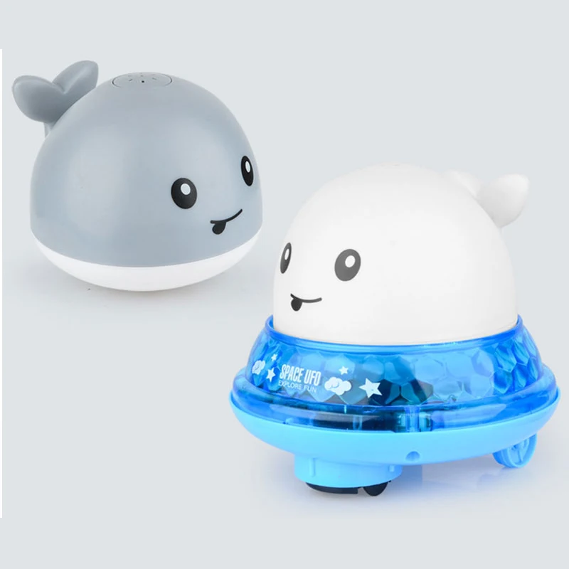 Baby bathroom flashlight water jet whale electric toy Water reaction flash Kid bathing rechargeable toy is not easy to water toy 6