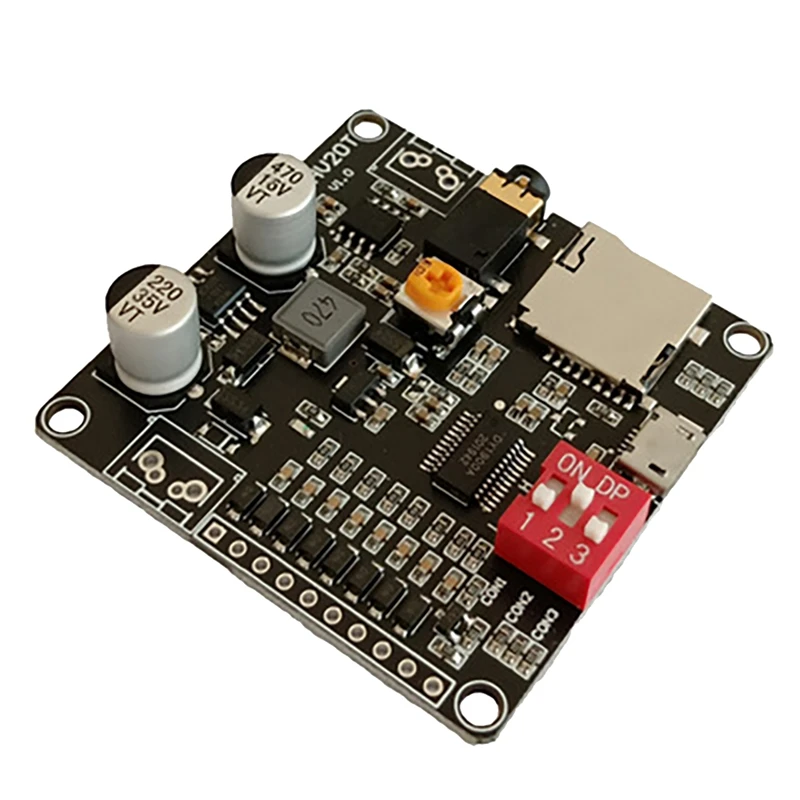 

RISE-DY-HV20T Voice Playback Module 12V/24V Power Supply 10W/20W Amplifier Support Micro-SD Card MP3 Music Player For Arduino