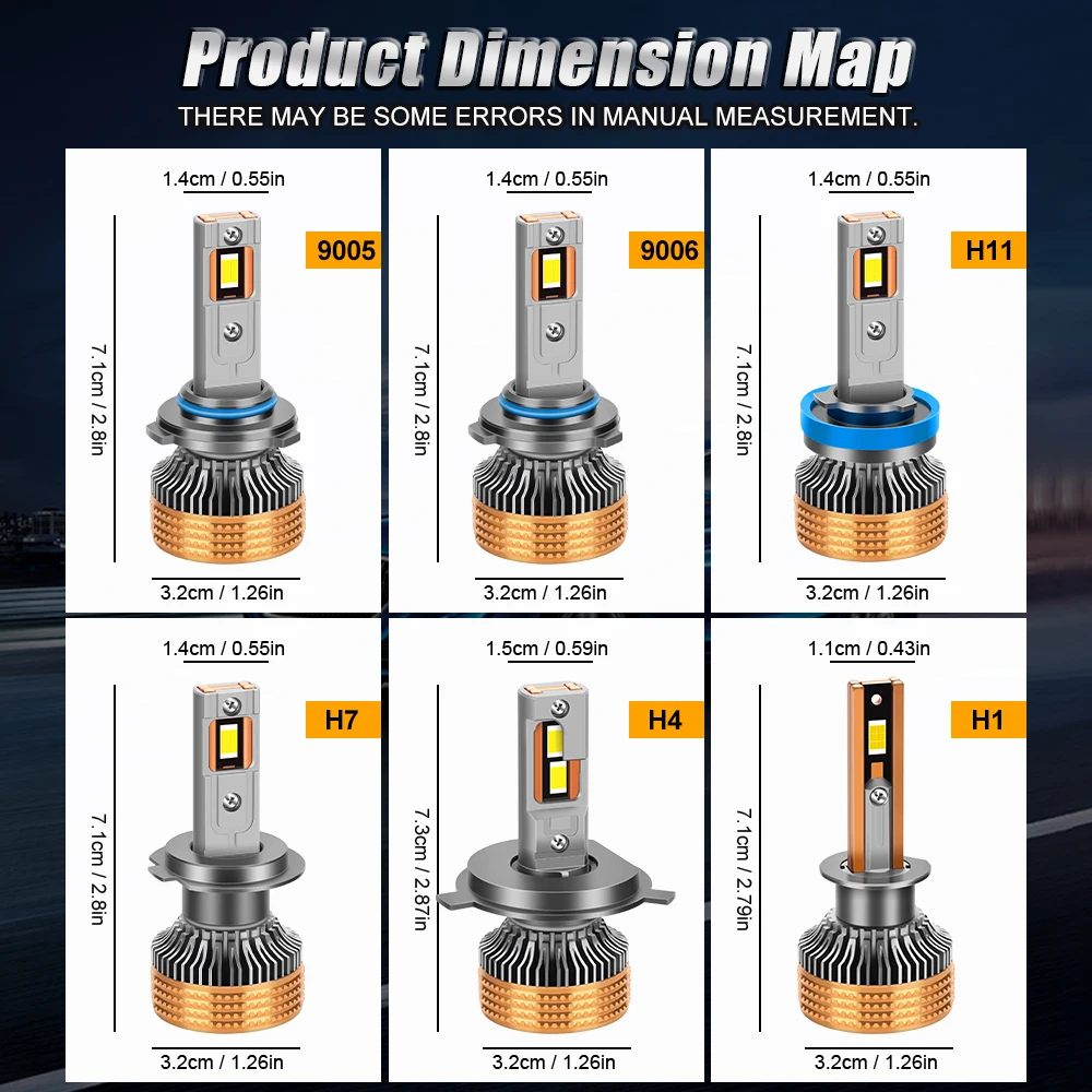 2x 300W LED Headlight Bulbs 3