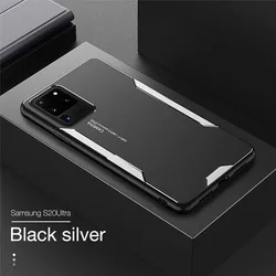 Sleek Aluminum Alloy Phone Case with Silicone Bumper Protection for Huawei P40 Pro (Black Silver)