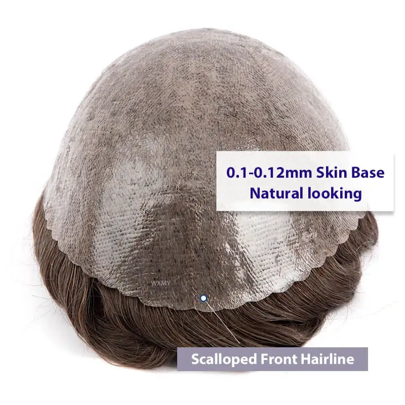 0.1-0.12mm Injection Skin Toupee Men's Wig Male Hair Prosthesis 6" Men's Capillary Prothesis Wigs For Man Human Hair Toupee human hair toupee