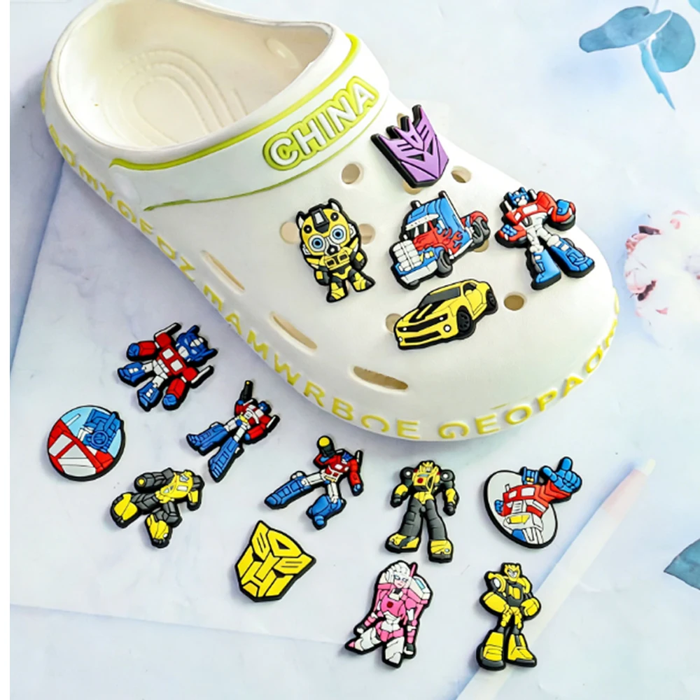 자동차, 로봇, 장난감, 남자아이 신발 참, 클로그 장식, PVC 신발 액세서리, 버클, 정원 신발 참, 파티용 25개