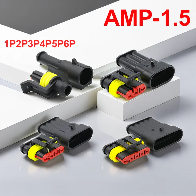 

20/50/100 Sets 1.5 Series AMP Car Waterproof Connector 1P/2P/3P/4P/5P/6P Male&Female Docking Terminal DJ7041-1.5-11/21 282080-1