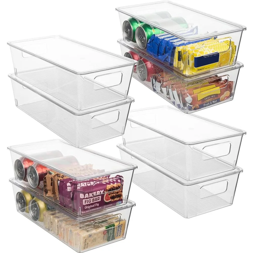 8 pack Clear Plastic Storage Bins, Pantry Organization and Storage