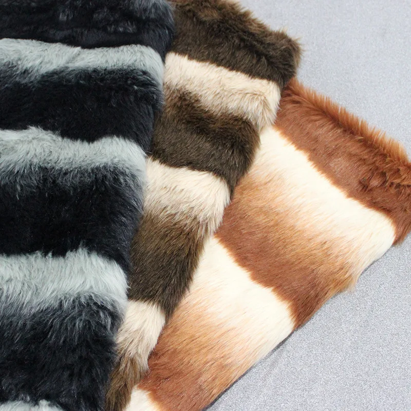 

160*100cm gradient jacquard fleece faux plush fur fabric for coat pillow case vest Fur collar long plush fur tissu telas