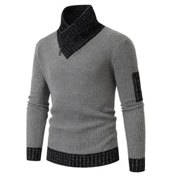 New Winter Men's High-neck Sweater Knitted Top Retro Slim Fit Pullover Clothing Korean Fashion Men's Street Clothing