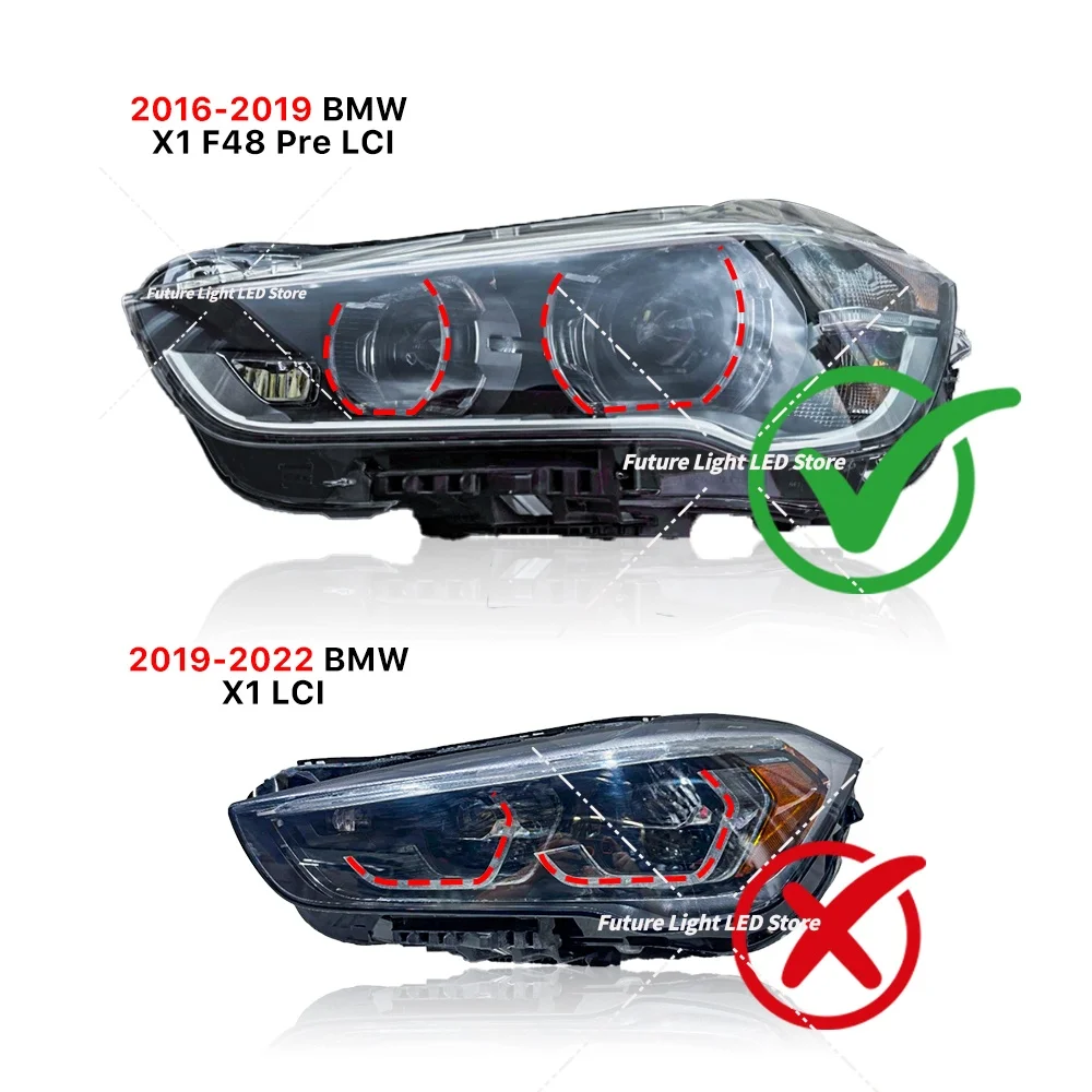 BMW X1 F48 F49 2016-2019 헤드라이트 주간 주행등 가이드 엔젤 아이즈용 화이트 DRL LED 보드 라이트 가이드 플레이트 라이트 튜브