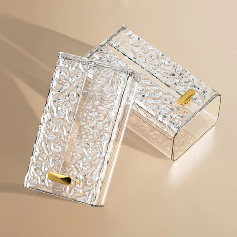 Multipurpose Tissue Box Transparent Rectangular Tissue Storage Box Bathroom Wall Mounted Toilet Paper Case Desktop Napkin Box 2