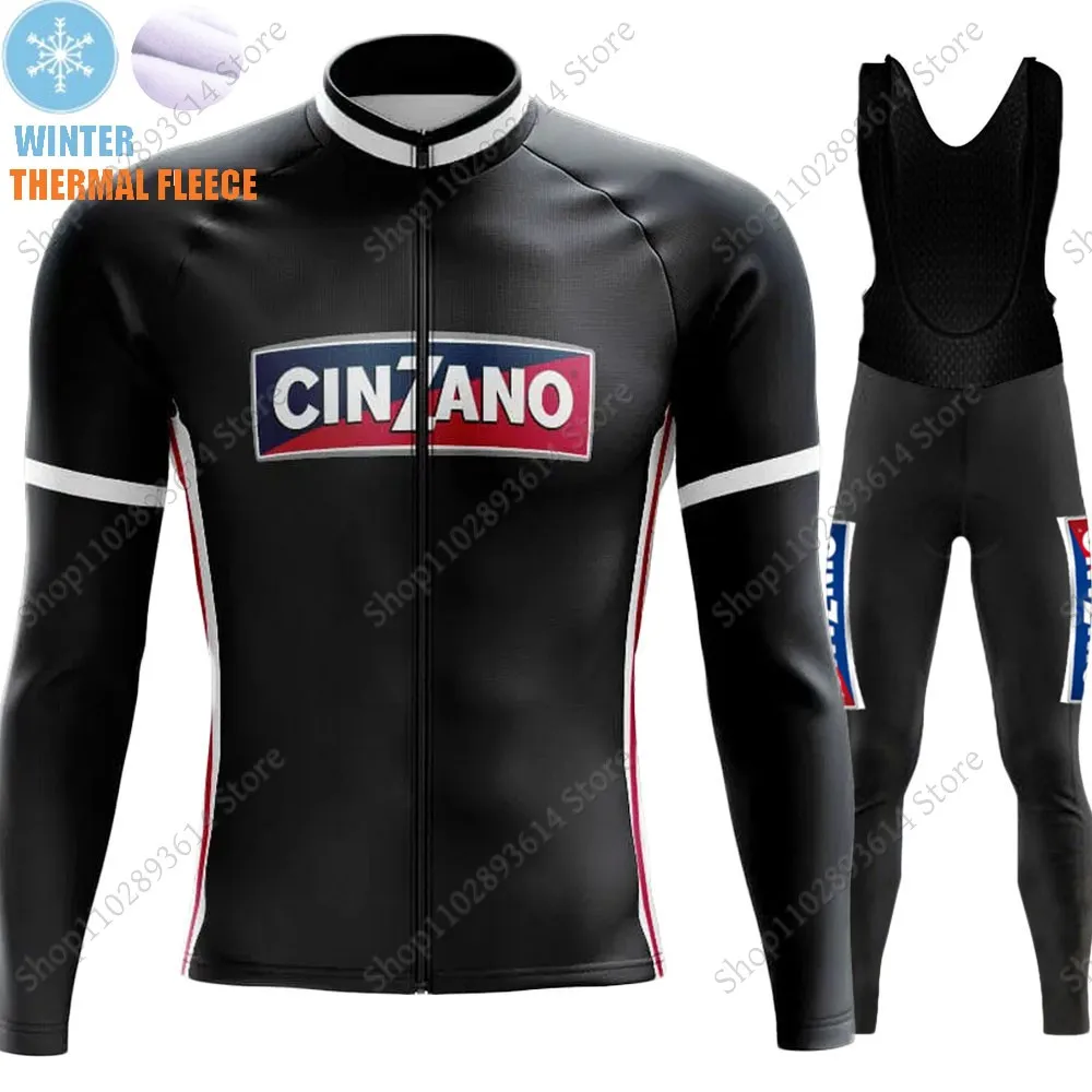 Cinzano-Italy Drink Beer Cycling Jersey Set Men Winter Clothing Suit Long Sleeve MTB Bike Road Pants Wear Maillot