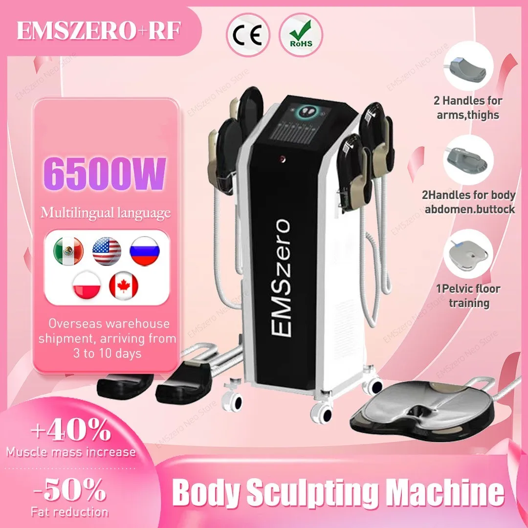 2023 zero Neo 6500w  근육 바디 머신, RF 및 골반 자극 패드 옵션, 4 핸들