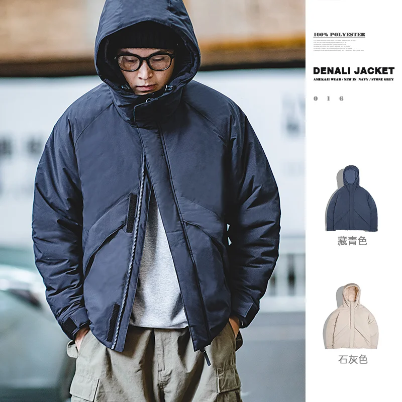 

Maden Stand Collar Parkas Outdoor Winter Warm Padded Jacket Thick Hooded Coat Warm Windproof Outwear Solid Color 2023 New