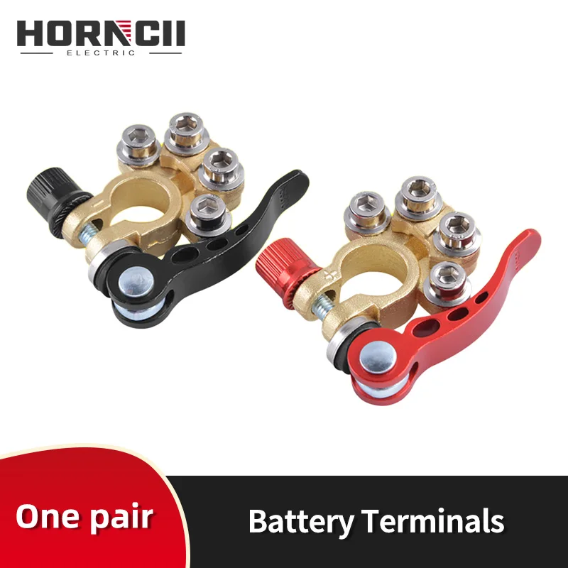 Conector de Terminais de Bateria de Carro Auto Bateria Bornes Cabo Braçadeiras de Cobre Clipe Parafuso Adaptador 12v Par