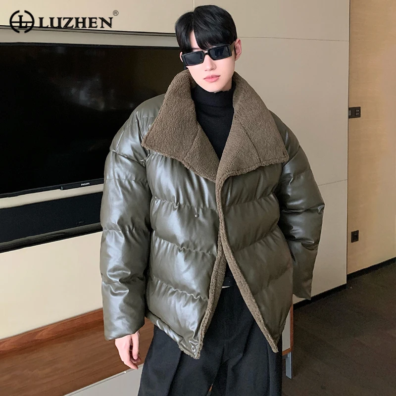 

LUZHEN Winter Lamb Fleece Liner Thermal PU Padded Coat Men's Loose Thickened Trendy Niche Design Stylish 2023 New Jacket 47a91a