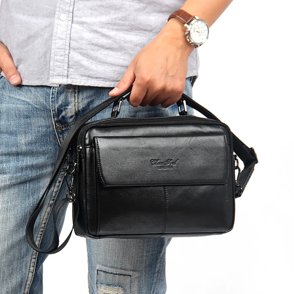 Genuine Leather Men Business Shoulder Bag Cross Body Messenger Bags Cowhide Handbag Tote Briefcase