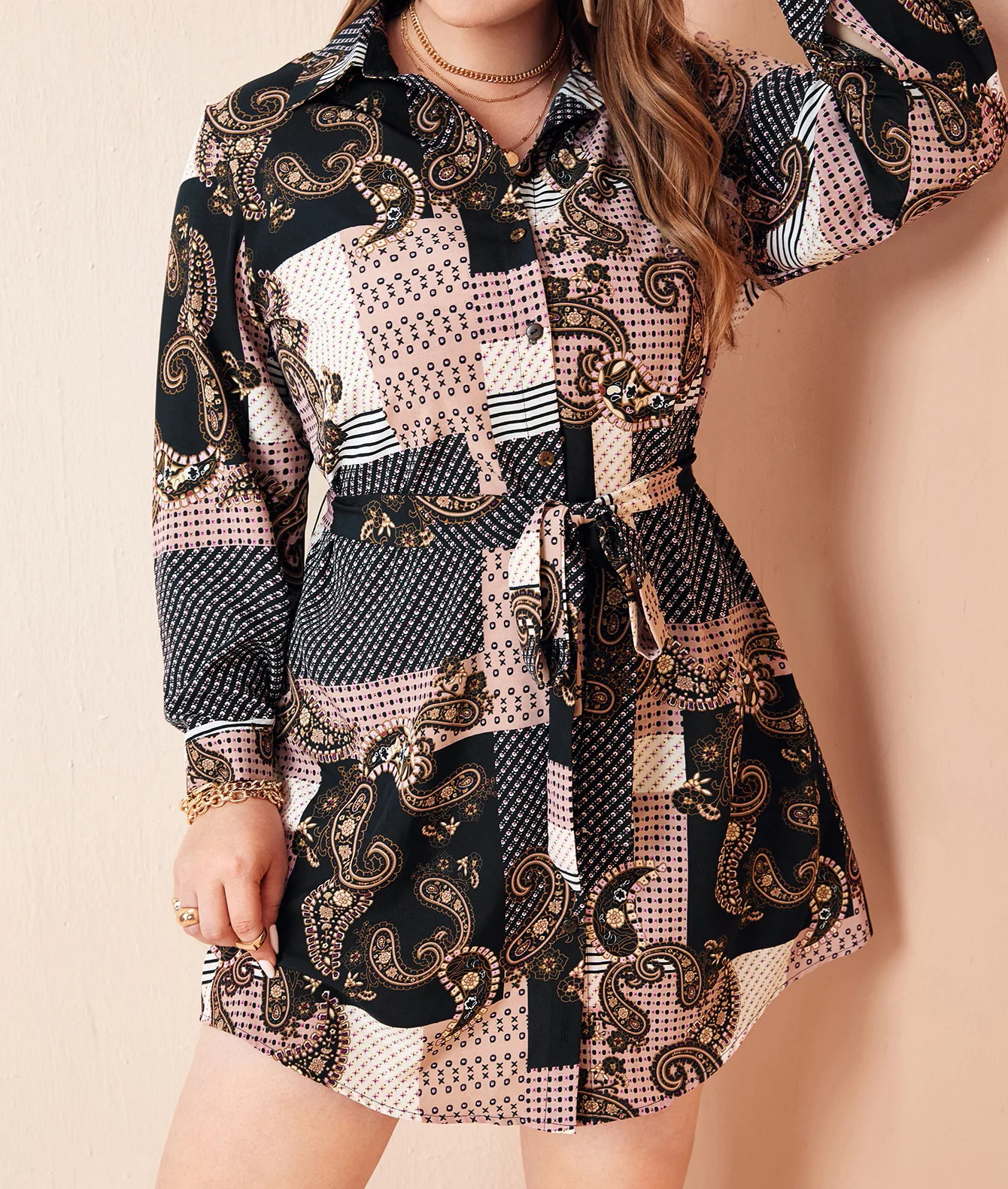 

New blouse women's printed plus-size dress Plus size women's clothing