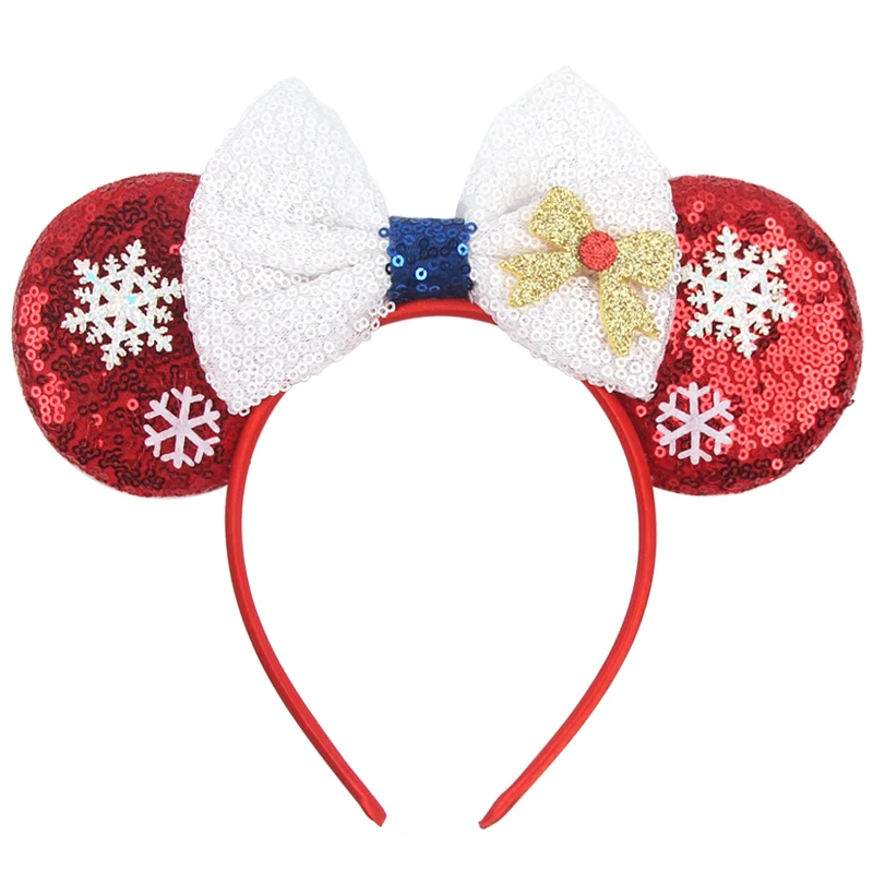 New Glitter Bow Mouse Ears Headband  Snowflake Festival Headband Decoration Kids Party DIY Hair Accessories Cosplay Headwear
