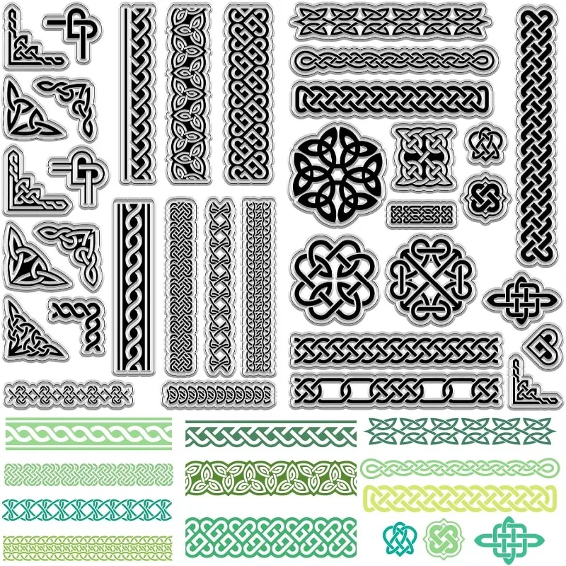 1Set 2Pcs Celtic Knot Clear Rubber Stamps Reusable Trinity Knot Frame Transparent Silicone Stamp Seal Vintage for Easter clear stamps clear rubber stamps