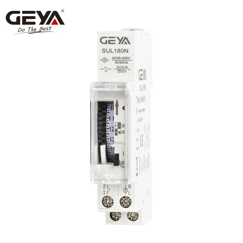 GEYA SUL180N 15 Minutes Mechanical Timer 24Hours Programmable Din Rail Time Switch Timer Relay 16A 85~250VAC 2