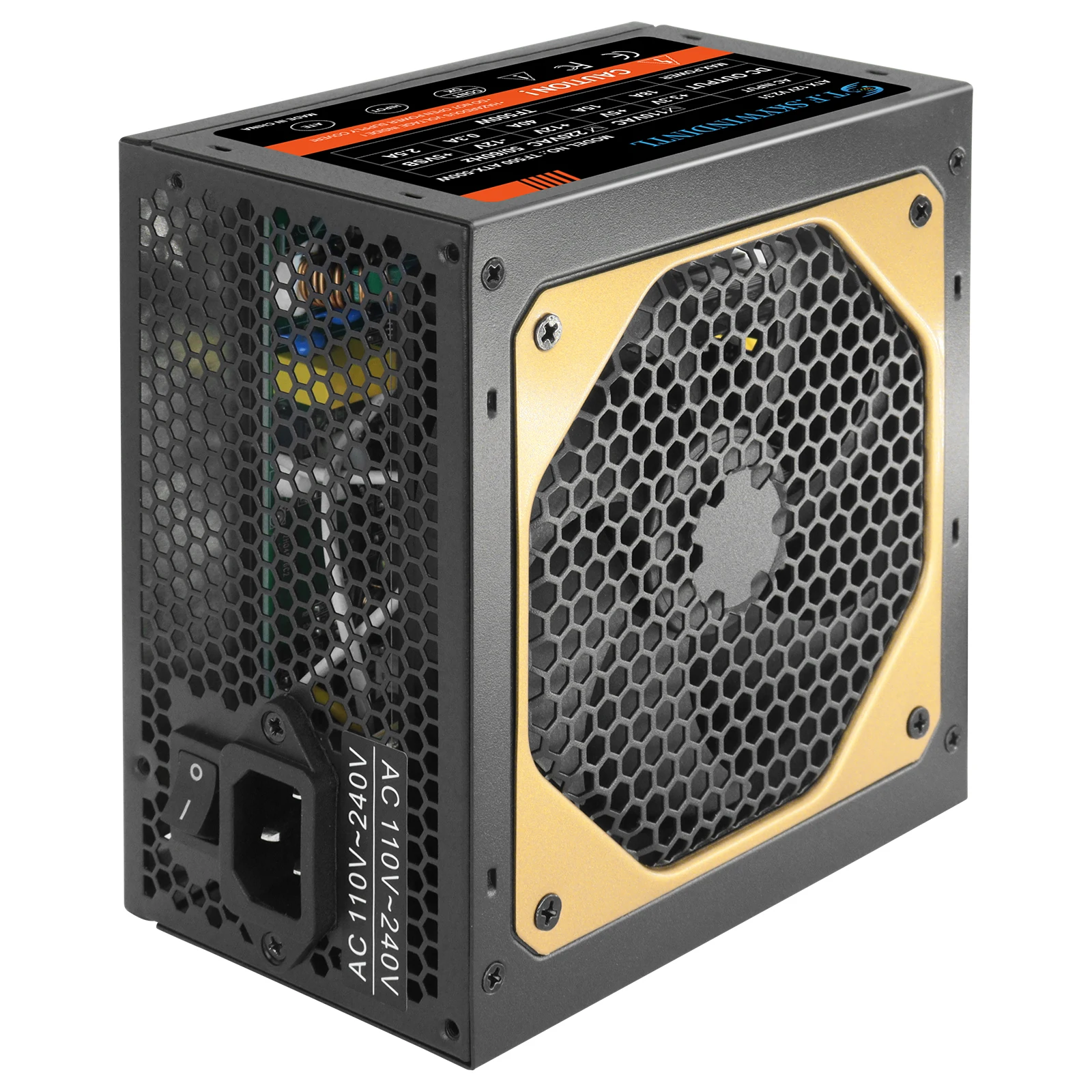 500W PC 파워 서플라이 비모듈형 ATX 12V 액티브 PFC 저소음 쿨링 팬 PSU 110V-220V 20+4핀 게이밍 PC 컴퓨터 전원 공급 장치
