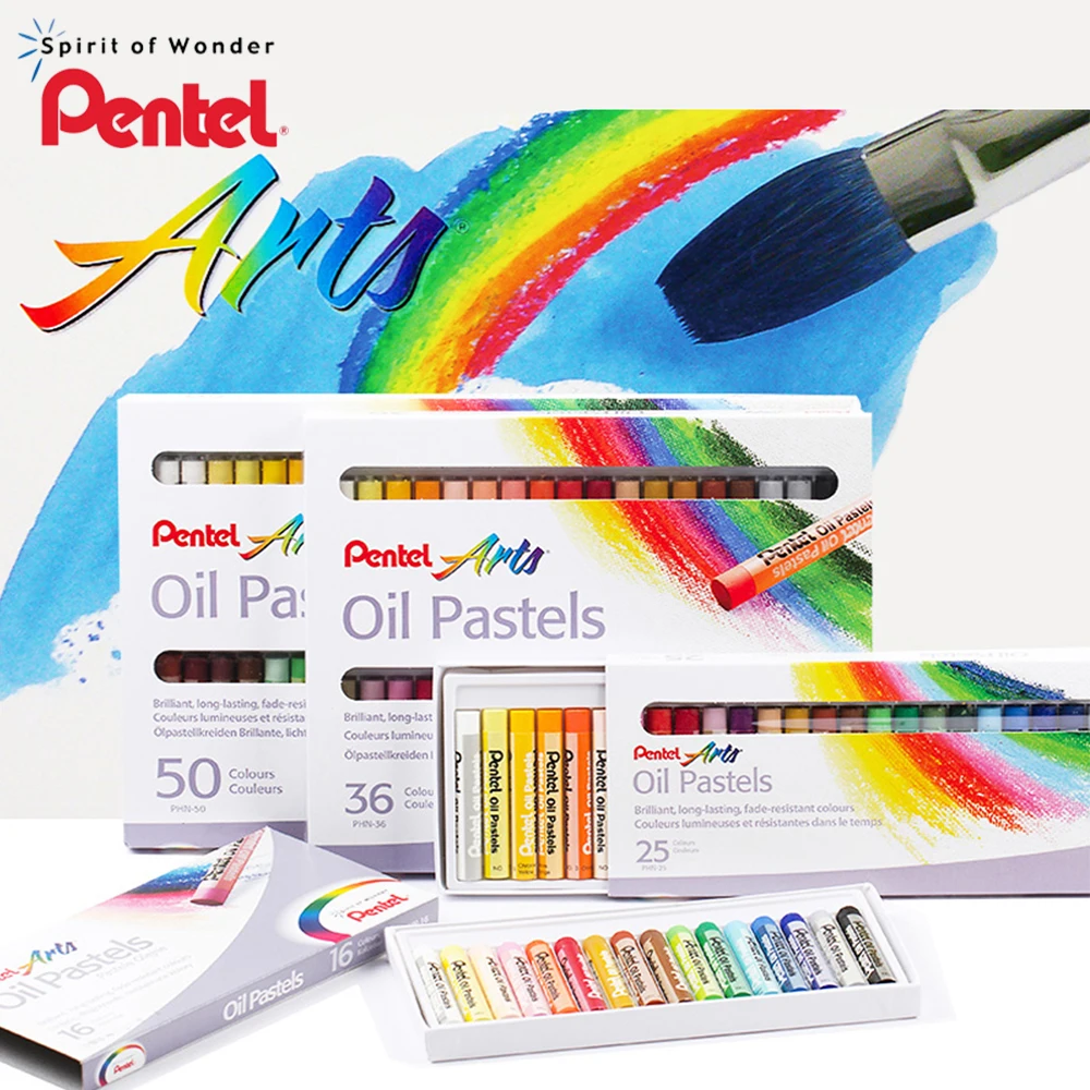 

Japan Pentel oil pastel PHN pupils painting special crayons safety washable 12/16/25/36/50 color set crayons for kids stationery