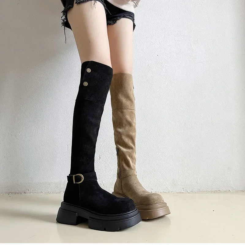 

Boots Women Over the Knee High Boots Fashion Slip On Ladies Elegant Platform Thick Bottom Long Booties Winter Women's Footwear