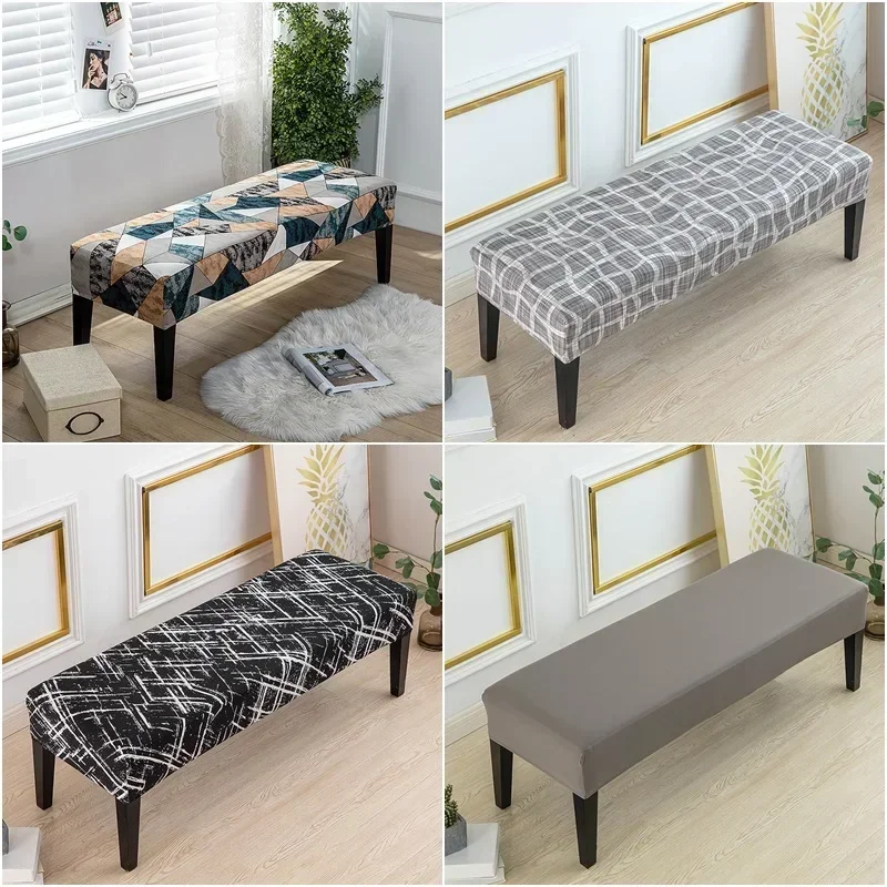 

Stretch Spandex Piano Stool Covers Geometric Bench Cover Printed Long Ottoman Slipcovers Changing Shoes Chair Slipcover Home