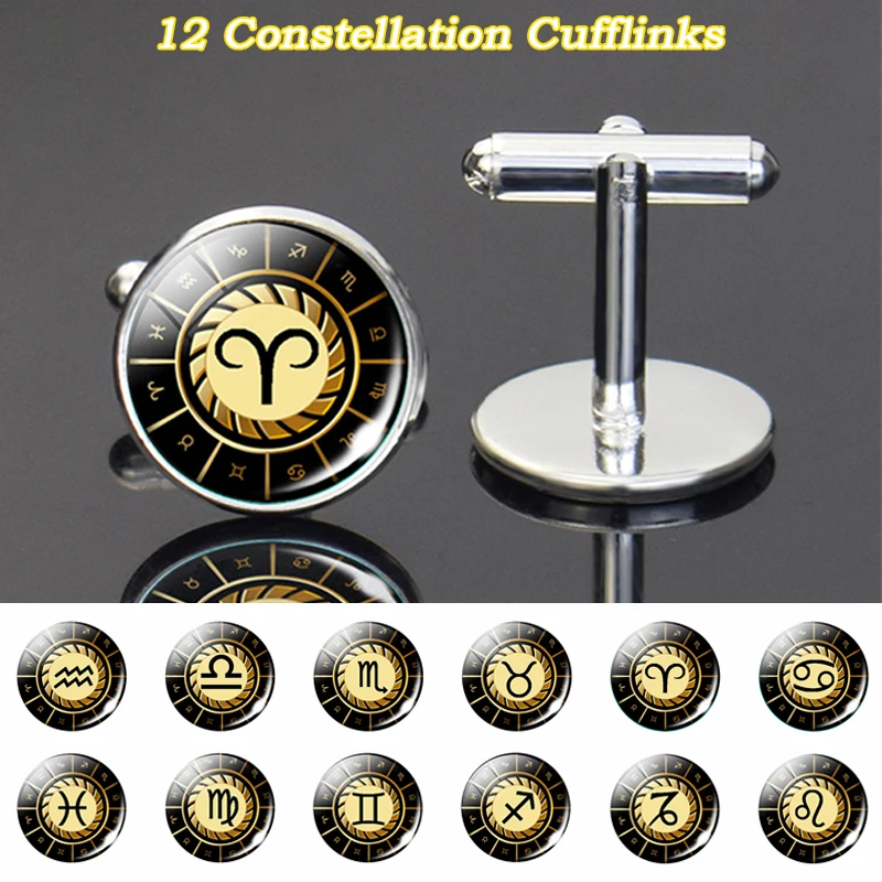 

Men's Vintage Compass Constellation Cufflinks 12 Constellation Symbol French Suit Shirt Cufflinks Gift for Men Father's Day Gift