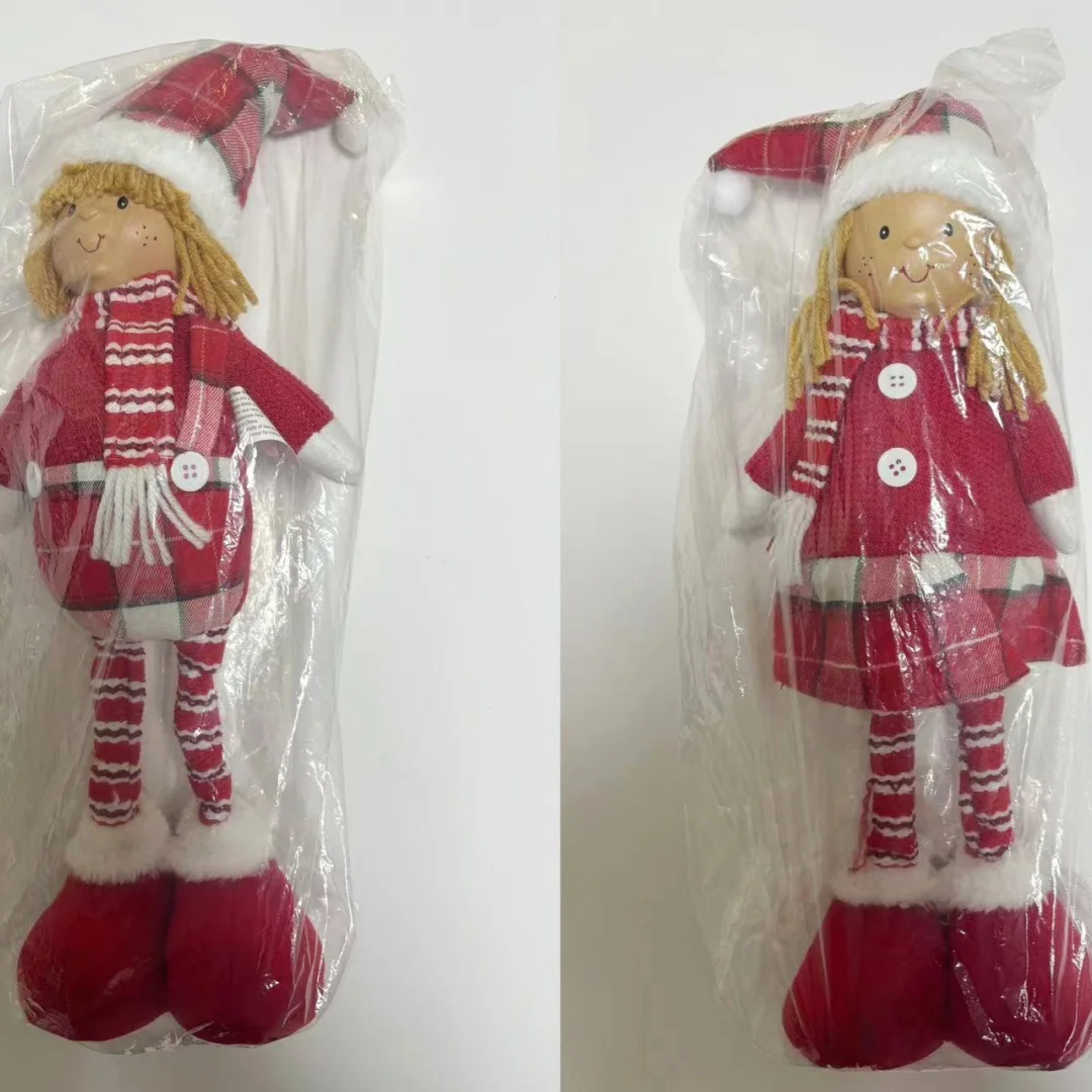 Retractable Fabric Boy and Girl Doll Christmas New New Year Decorative Doll Ornaments Home Decoration Accessories