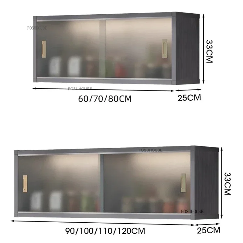 Luxury Glass Wall Mounted Cabinets Designer Kitchen Furniture Aluminum Alloy Storage Cabinet Home Bedroom Display Locker q 6