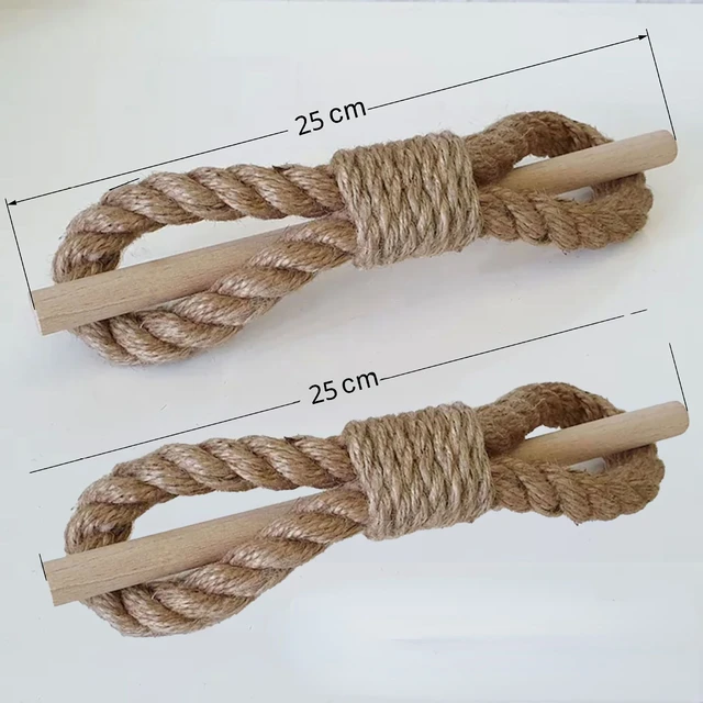 1/2pcs Nordic solid wood stick hemp rope simple curtain bind rope room  decor curtain buckle rings for curtains in the bathroom